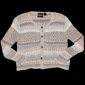 Sigrid Olsen Hand-Knitted Knit Cottagecore Cardigan  Chic Boho Crochet Sweater